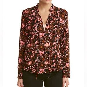 A.L.C. Danielle Silk Long Sleeve Top Pink Floral Print Size 2